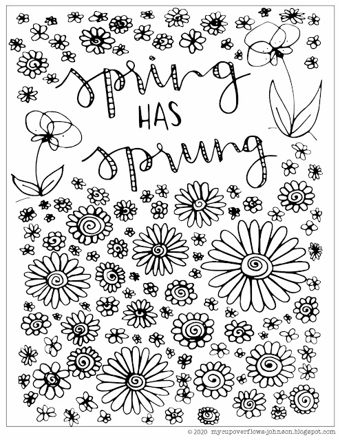 spring has sprung flower coloring page