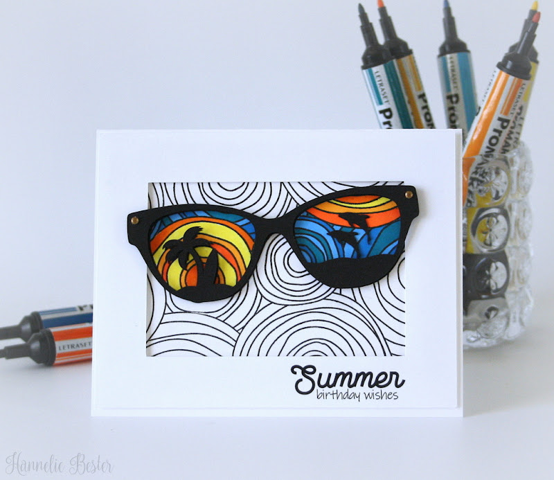 Summer themed birthday card - Simon says stamp doodled circles