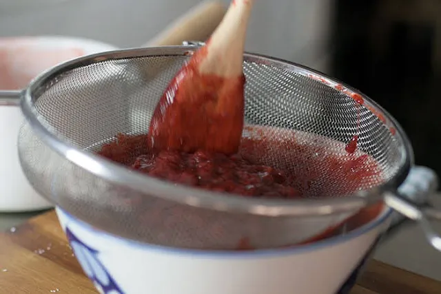 an optional step to strain strawberry sauce