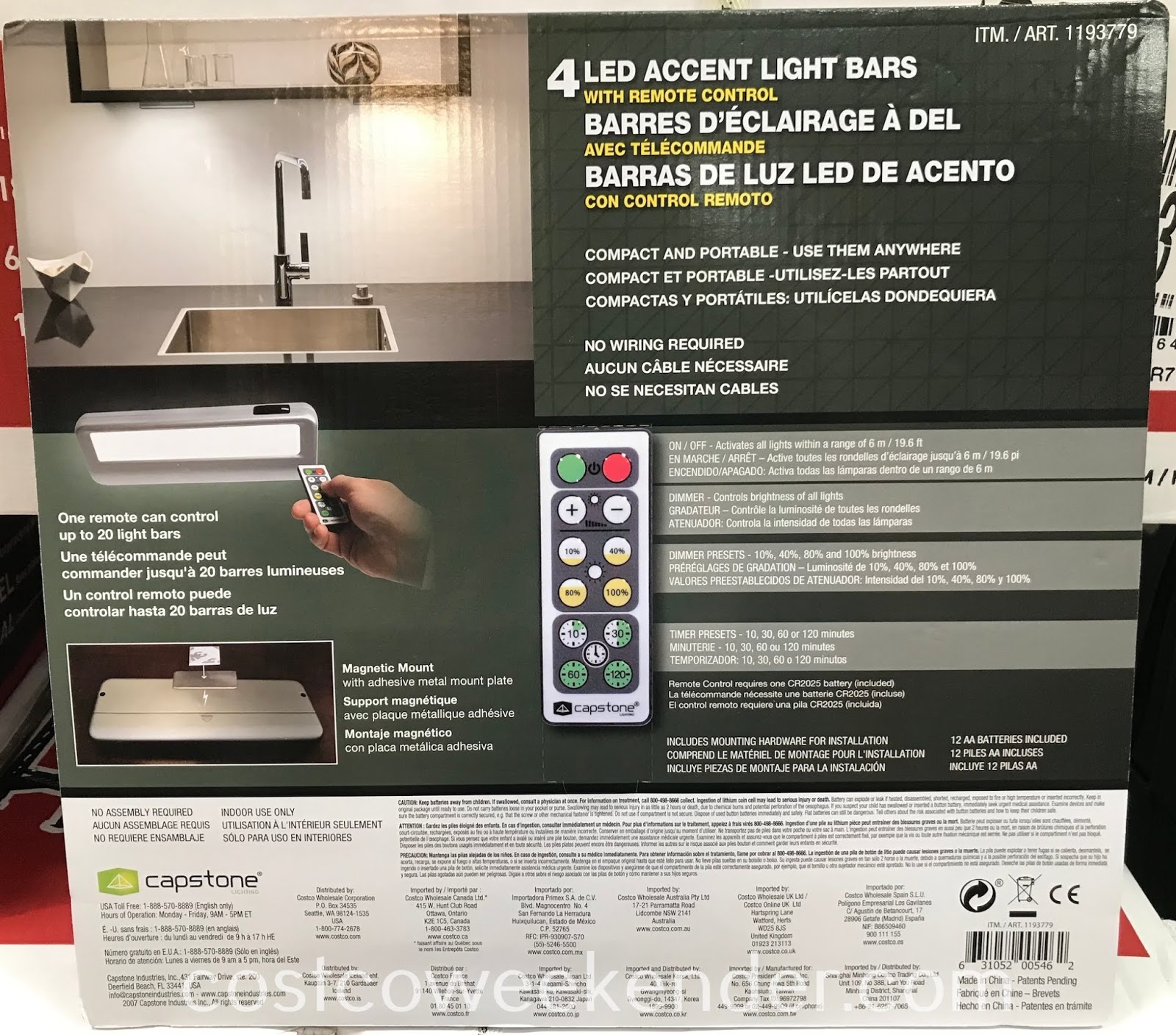 Capstone Led Accent Light Bars Set Of 4 Costco Weekender