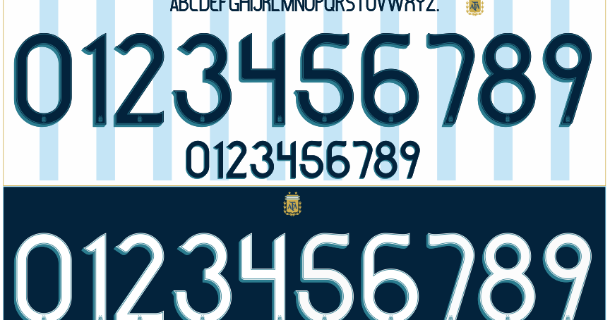 Numeración letras para camiseta argentina 2019 2020 fonts