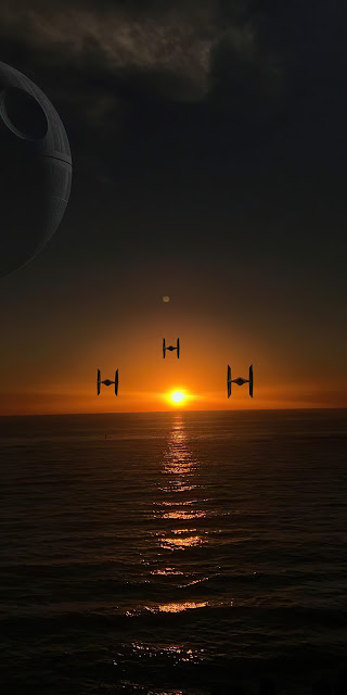 Wallpaper Star Wars Shuttles, Planet, Sea, Sunset. Wallpaper Star Wars Shuttles, Planet, Sea, Sunset.