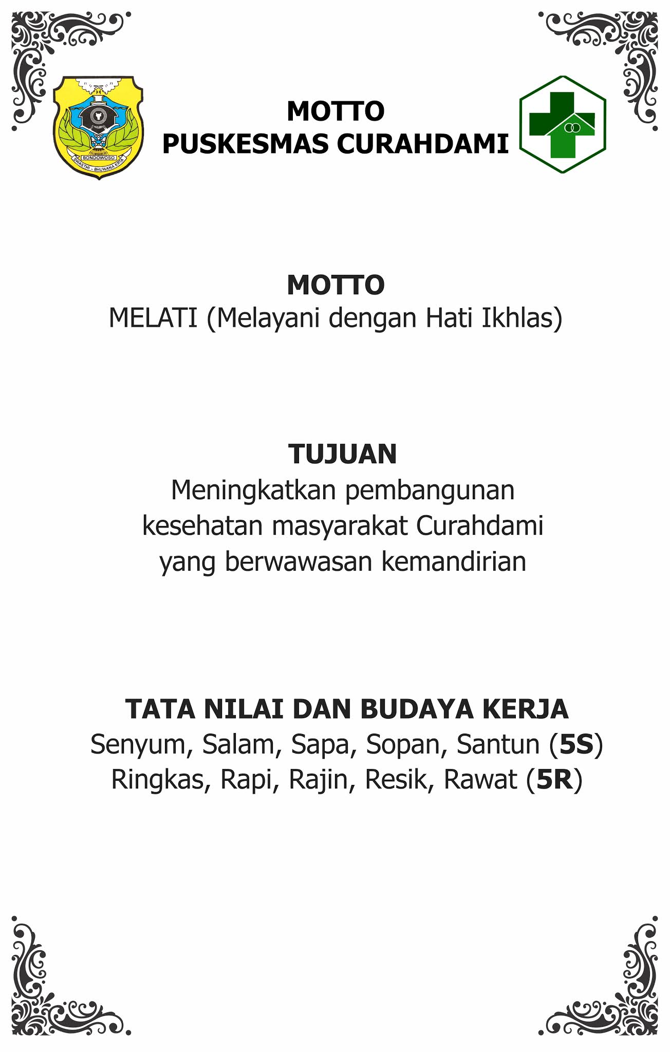 MOTTO PUSKESMAS CURAHDAMI