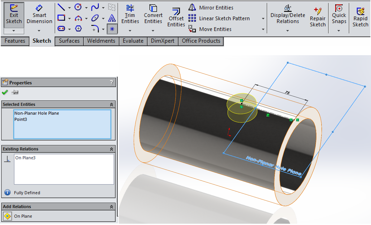 TMS CADCentre SOLIDWORKS in Scotland Generating tapped holes on non