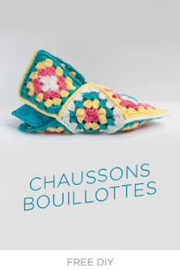 chaussons granny au crochet bouillotte