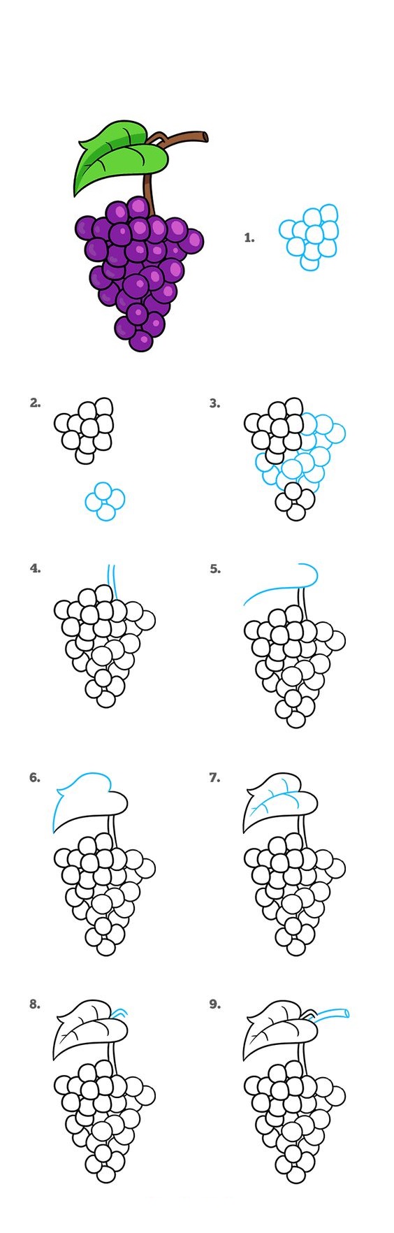 Huong dan ve chum nho theo buoc