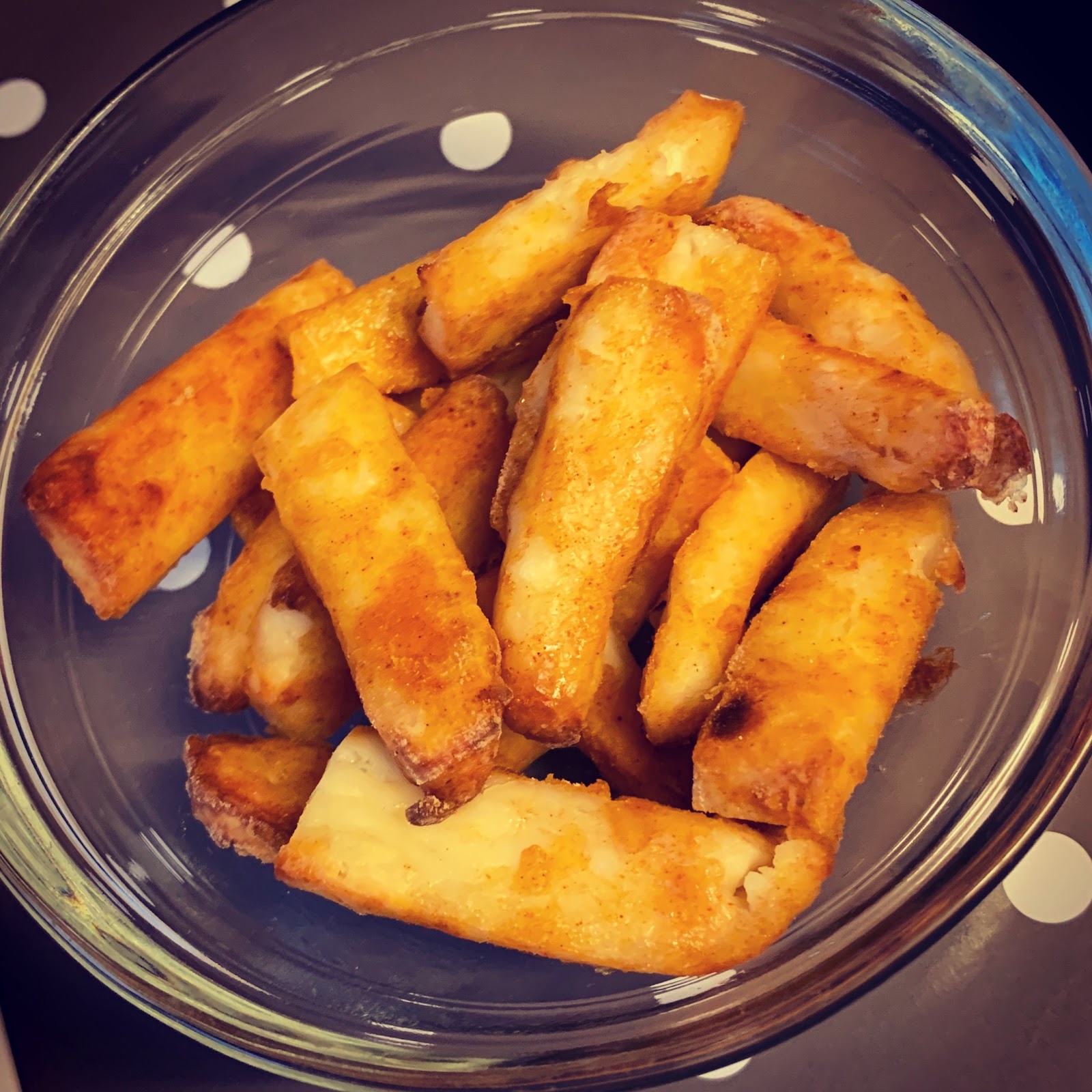 Homemade healthy oven baked Hulloumi Fries deliciously cheesy!
