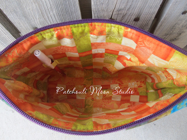 Patchouli Moon Studio~ Zippered Pouch in Batik Strips