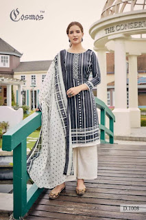 Cosmos Meher Lawn print With Embroidered Dress material