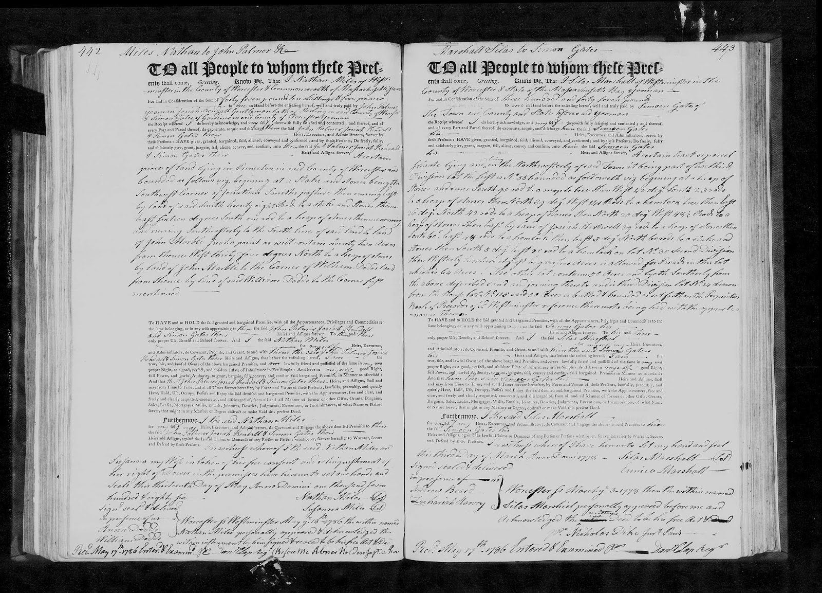GeneaMusings Amanuensis Monday 1785 Deed of Nathan Miles Selling