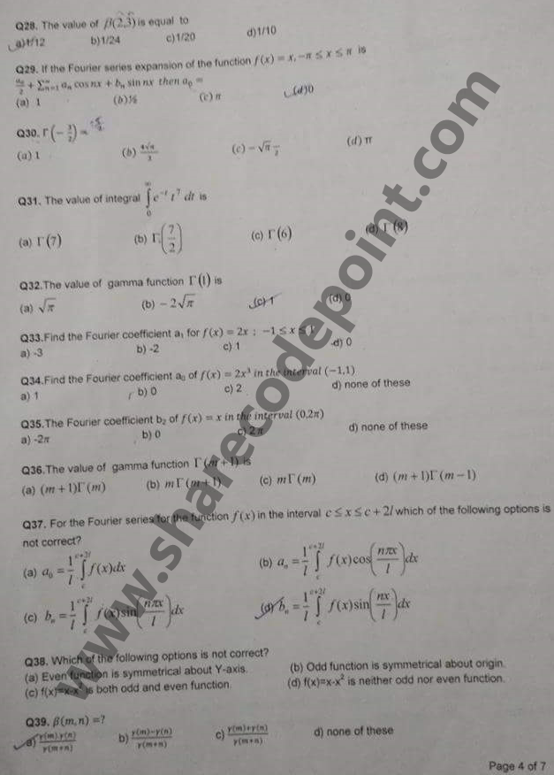 MTH212 : Multivariate Analysis Linear Algebra and Special Functions End ...