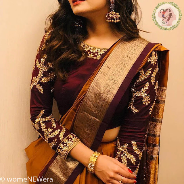 Kanjeevaram Saree with full sleeves Blouse Kanjeevaram Saree with full sleeves Blouse