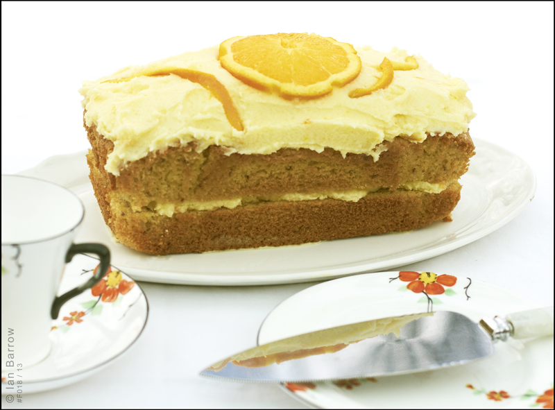Lancashire Food Goosnargh loaf cake with orange buttercream filling