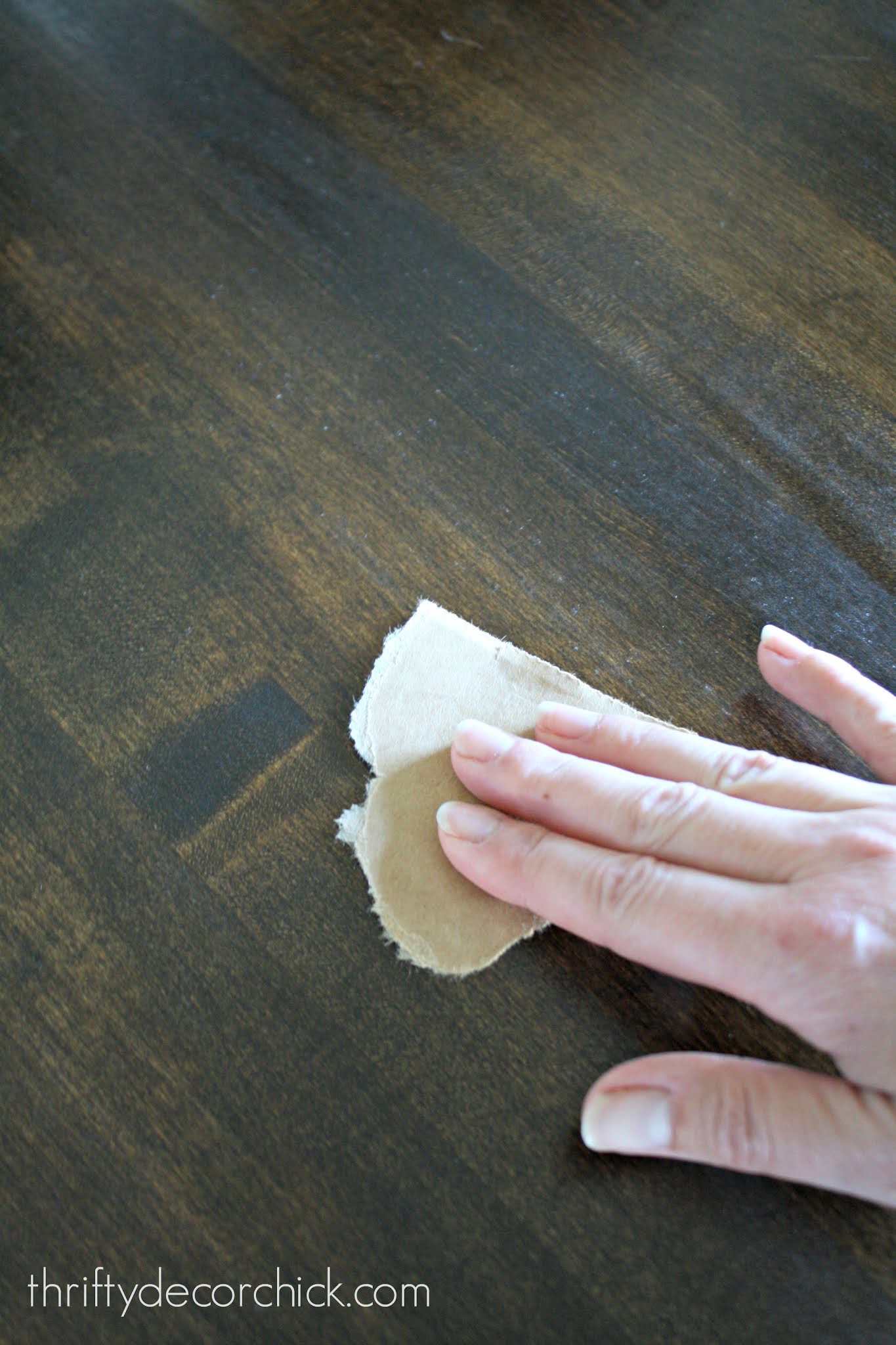sanding with paper bag