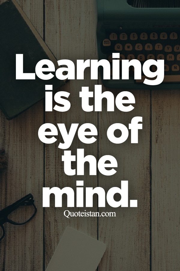 Learning is the eye of the mind.