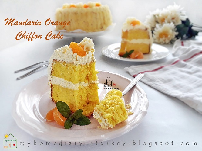 Mandarin Orange Chiffon Cake. Recipe with video / Chiffon Cake Jeruk Mandarin | Çitra's Home Diary. #resepchiffoncake #chiffoncakerecipe #mandarinorangecake #decoratingcakeidea #caramenghiaskueulangtahun #orangecake #videorecipe