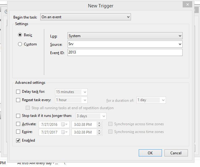 SharePoint Low disk space alert email using Task Scheduler.