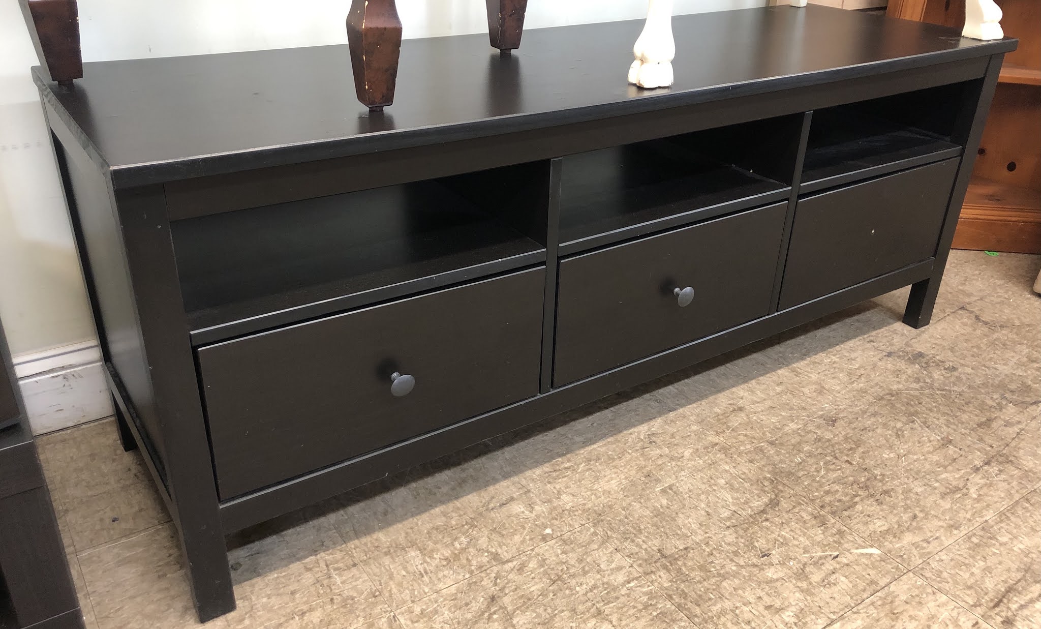 Uhuru Furniture & Collectibles Black TV Stand with Shelving and 3