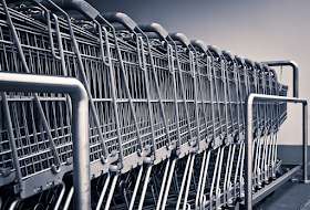 A row of shopping trolleys