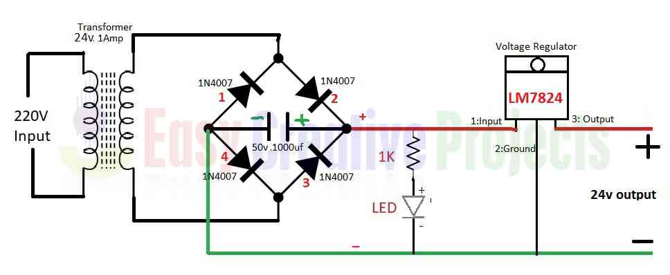 How to make 24v adapter or DC power supply easy at home