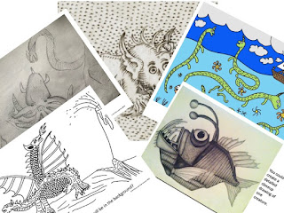 Composite photo of images of sea monsters and explorers lesson