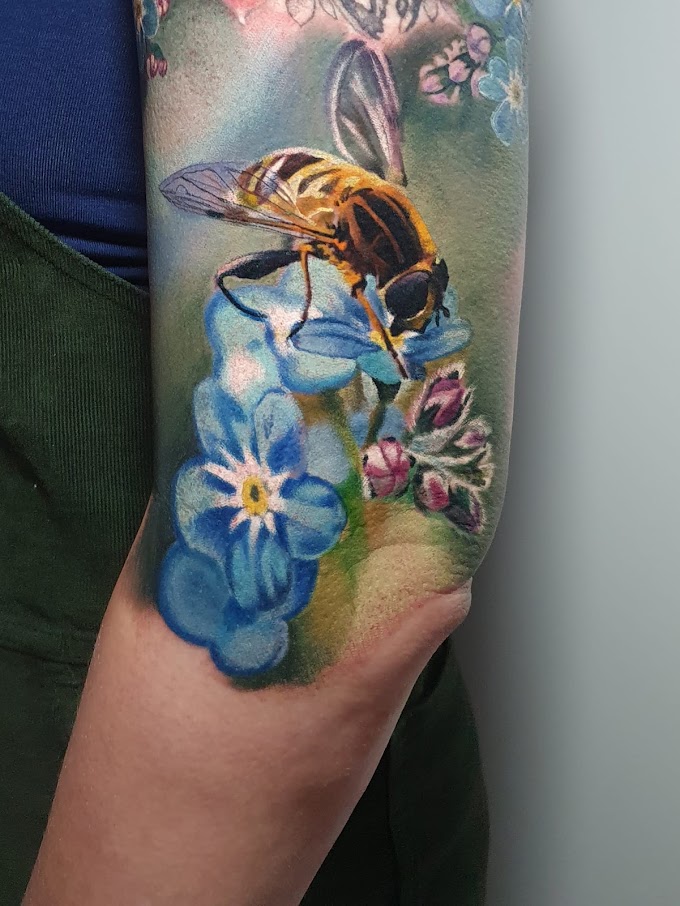 Stunning Honey Bee Tattoo Art by Dean Gunther