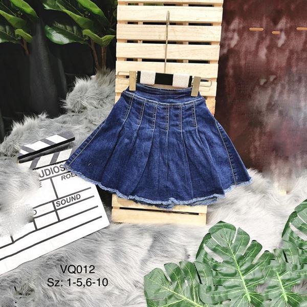 Chân Váy Bé Gái Denim Xếp Ply Trơn - LNA 159846 6 2 344