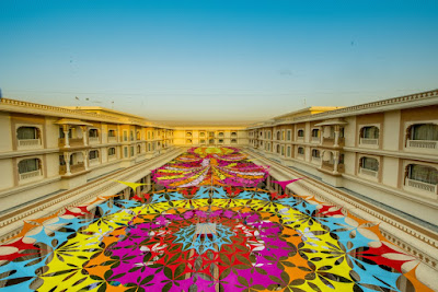 Indana-Palace-jodhpur-decorated-in-pink-neon-yellow