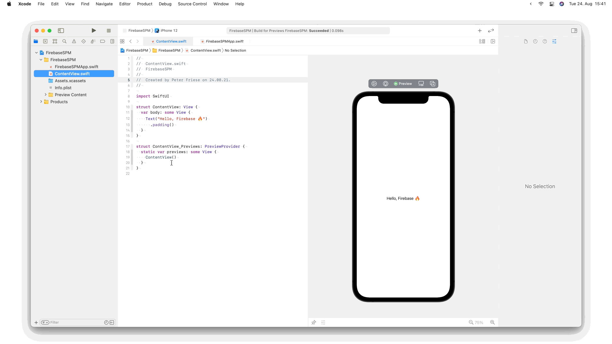 GIF showing how to add Firebase to iOS app