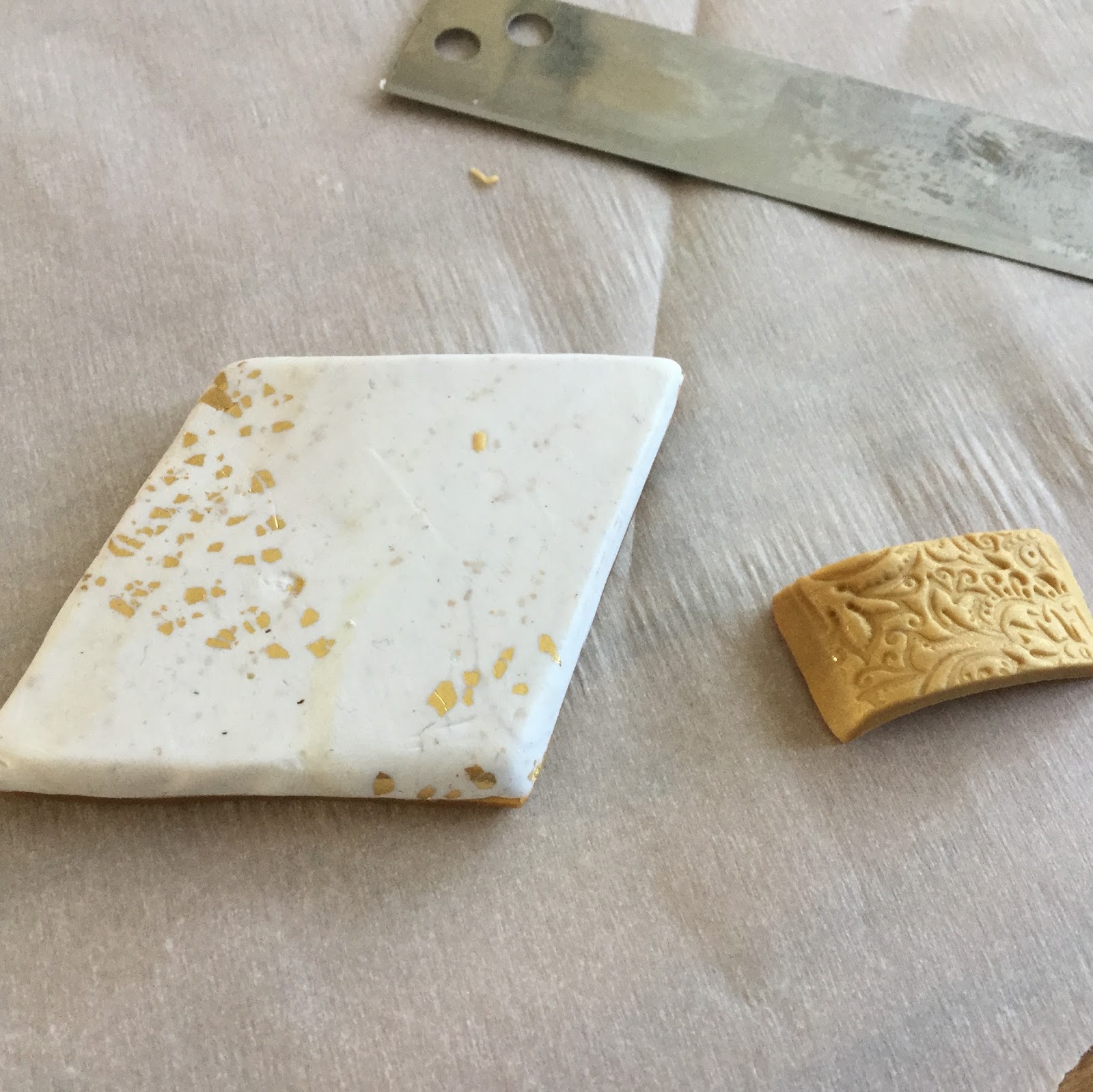 Golden Diamonds Polymer Clay Pendants Tutorial