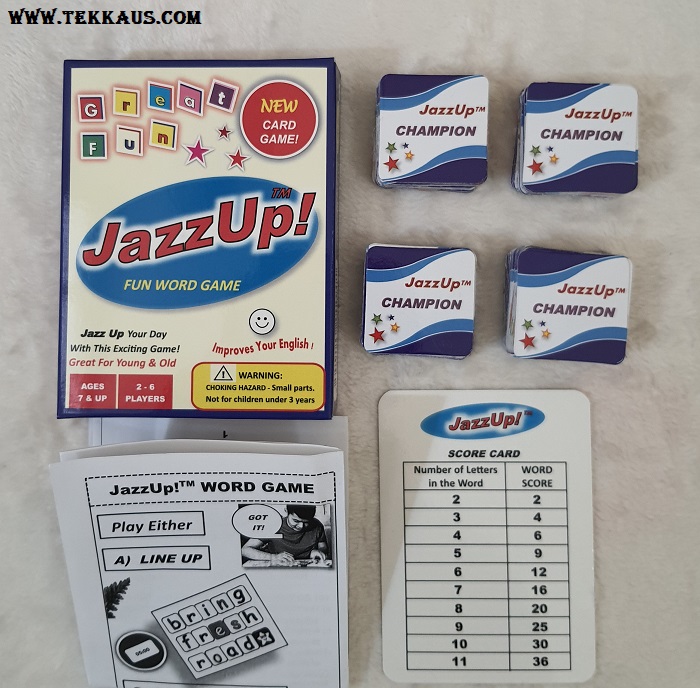What is inside JazzUp Word Game and i-Juara Card Games