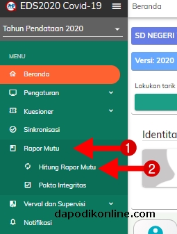 Klik menu Rapor Mutu dan Hitung Rapor Mutu