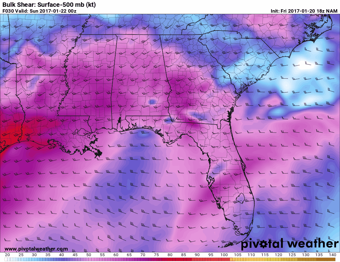 nam model forecast surface to 500 mb about 18 000 feet wind shear valid from 6 pm cst saturday until noon cst sunday nam model forecast surface to 500 mb about 18 000 feet wind shear valid from 6 pm cst saturday until noon cst sunday