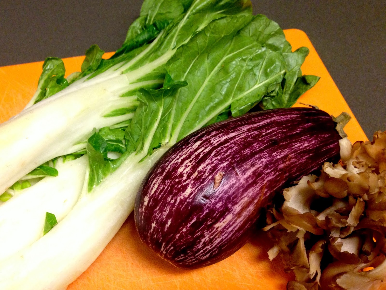 Eggplant, Bok Choy, Hen of the Woods Mushrooms Stir Fry Maithili Pradhan