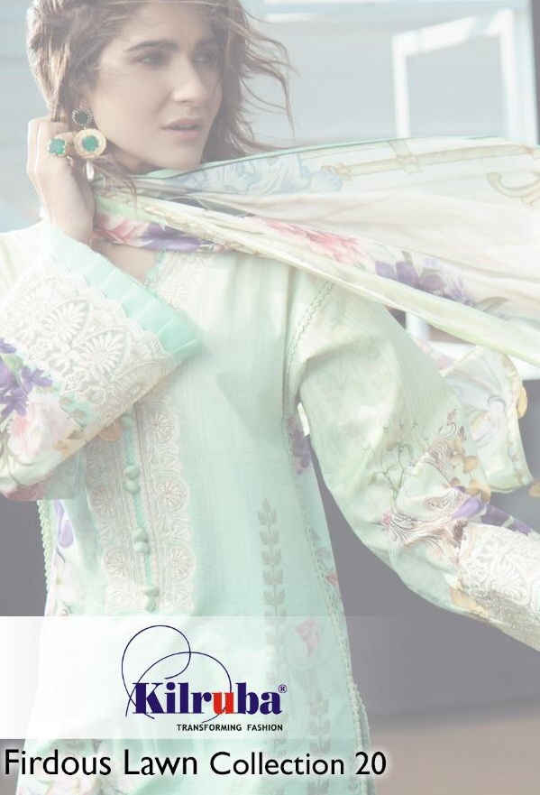 Kilruba Firdous lawn Collection 20 Cotton lawn Pakistani Suits