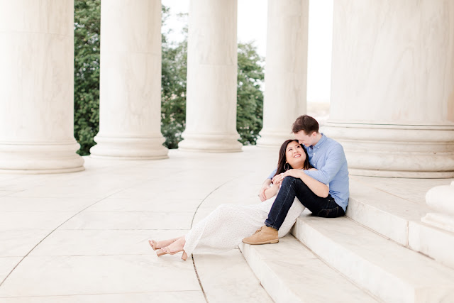 Washington DC Cherry Blossom Jefferson Memorial Engagement Session photographed by Heather Ryan Photography