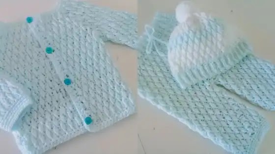 130. Ajuar de Bebé Crochet | Camisa, Pantalón y Gorro