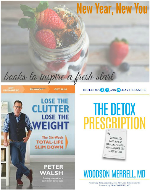 Two great books to make a fresh start this new year - The Detox Prescription by Woodson Merrell, MD, has a 3-day juice, smoothie & nut milk cleanse followed by 4 days of fully vegan eating and two weeks of mostly vegan eating (can substitute to make it fully vegan). Get the toxins out of your system!   Lose The Clutter, Lose The Weight, by organizing expert Peter Walsh, outlines the connection between weight, clutter and anxiety. With a 6-week plan for cleaning up your diet and your home (vegan options). #health #healthy #newyear #vegan #vegetarian #eating #books #bookreviews
