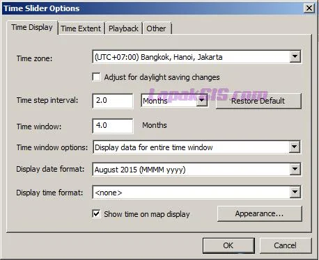 Pengaturan time slider