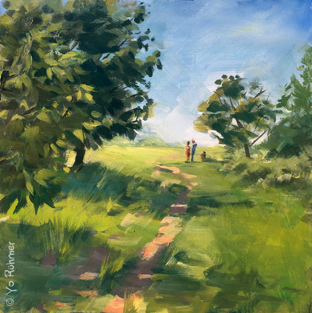 Feldweg gemalt, ölbild, Pleinairalerei pleinairpainting