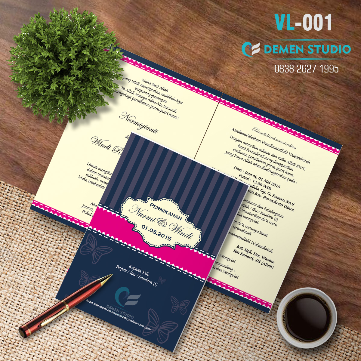 Undangan Cetak Murah Purwokerto VL001 Demen Studio