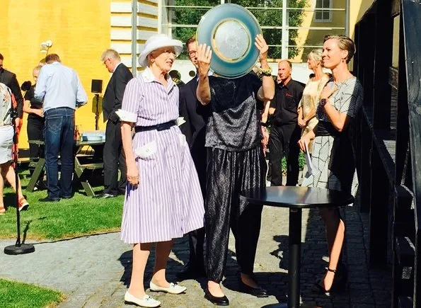 Queen Margrethe of Denmark visited the island of Bornholm in Roenne. Style of Queen Margrethe, fashion, mode