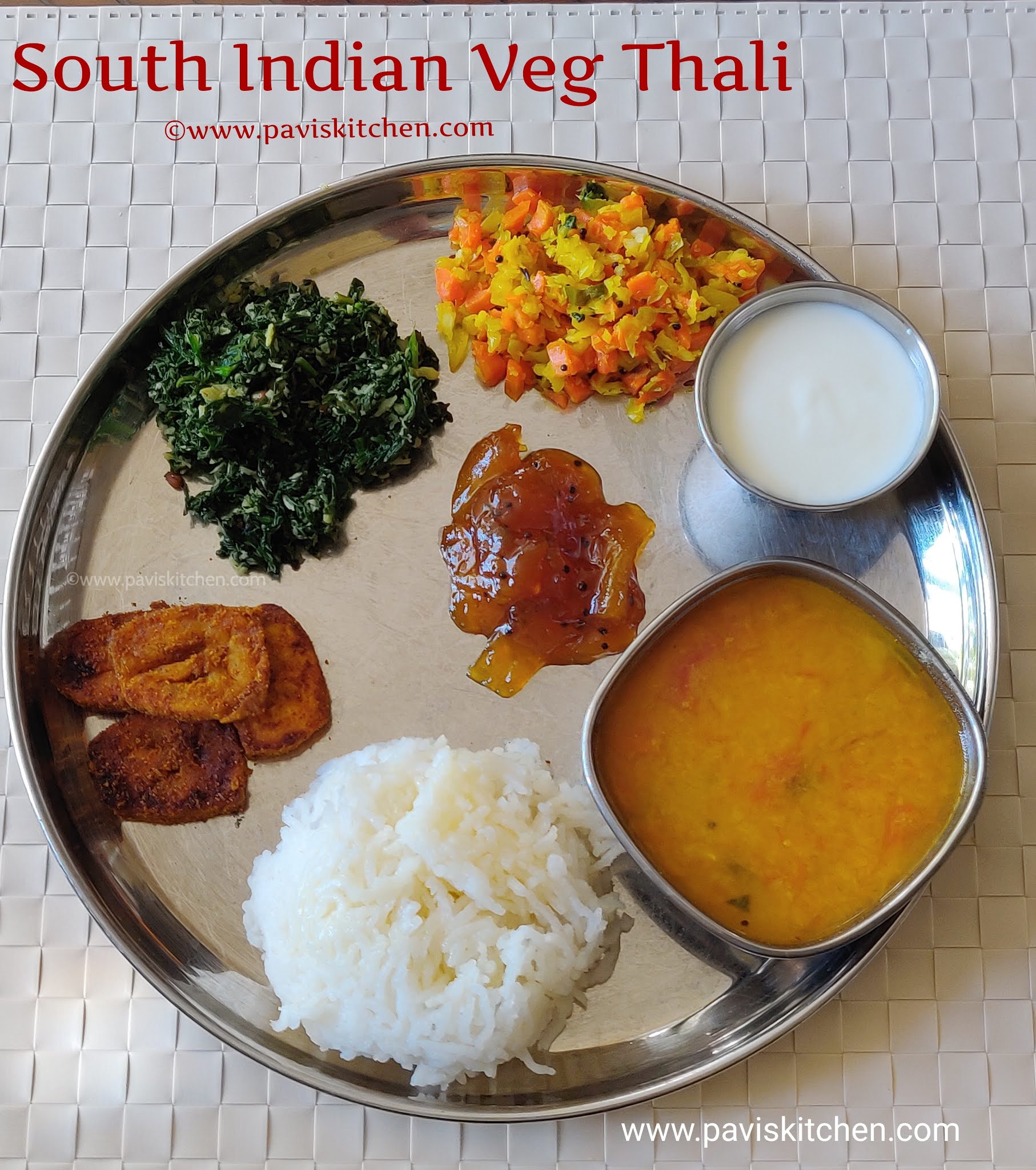 South Indian thali recipe | Vegetarian thali recipe | Indian lunch ...