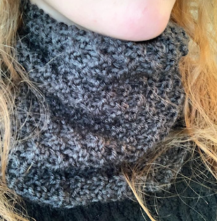 charcoal gray hand knitted cowl scarf