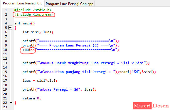 Program Menghitung Luas Persegi Pada Bahasa C