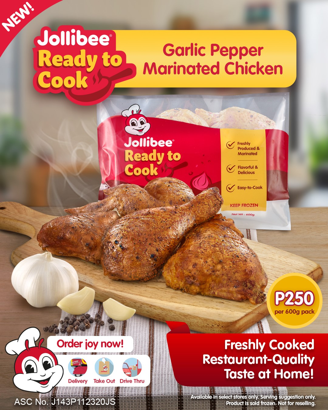 Jollibee offers ready to cook marinated garlic chicken this holiday