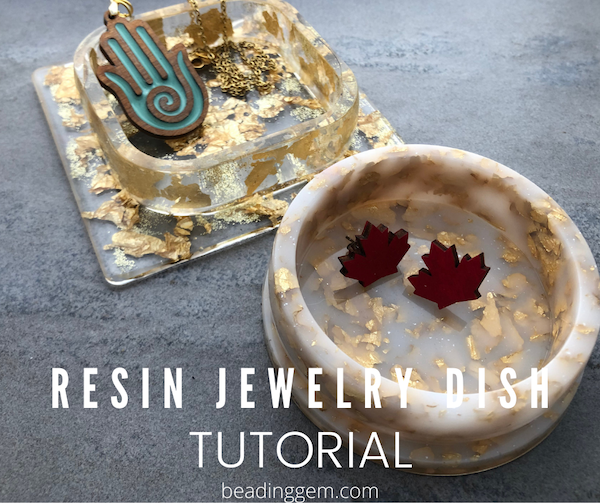 How to Make Resin Jewelry Dishes with Faux Gold Leaf Flakes / The