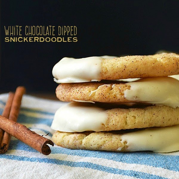 White Chocolate Dipped Snickerdoodles | by Life Tastes good are sweet cinnamon sugar cookies dipped in the smooth, creamy goodness of white chocolate! #VanillaWeek