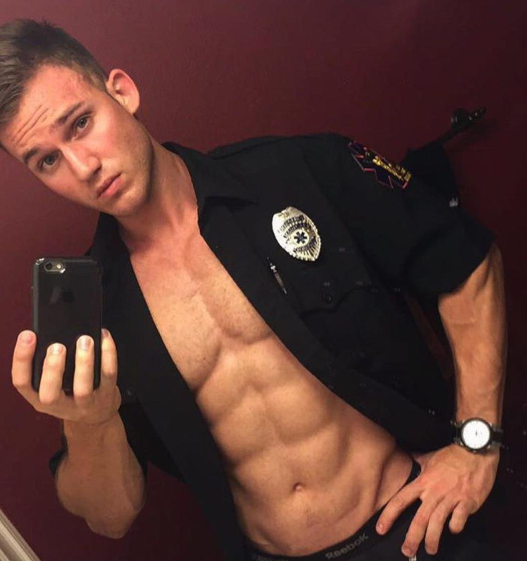 handsome-young-straight-policeman-uniformed-stripper-selfie-open-shirt-fit-body