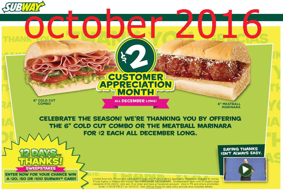Printable Coupons Subway Coupons